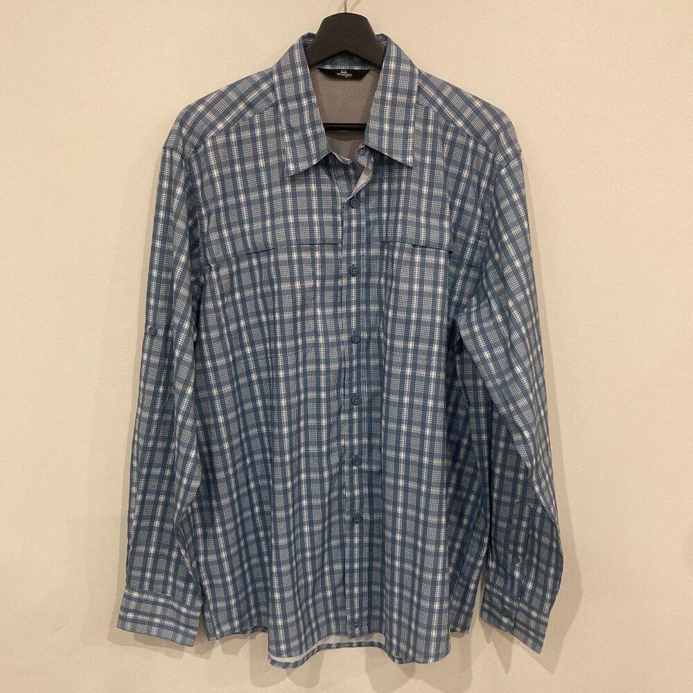 Men's Large Wrangler Outdoor/Hiking Shirt - Blue and White Plaid